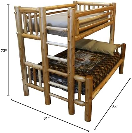 White Cedar Log Twin Over Full Bunk Bed