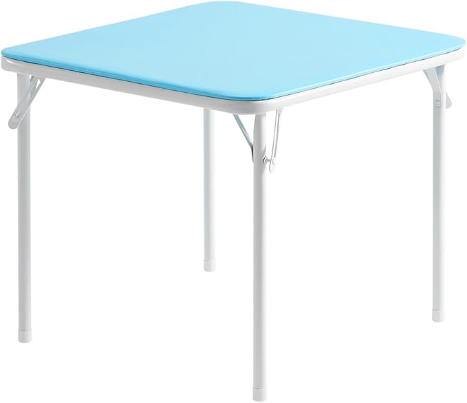 VECELO 24'' Kids Folding Activity Card Table, with Ultra Soft Padded Tabletop, 1 Piece, Blue & White