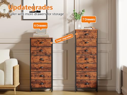 Dresser for Bedroom, 7 Drawers Tall Chest of Drawers