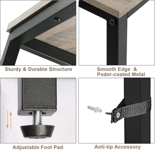 Timberer Narrow Console Table, 39.4” Sofa Table with Adjustable Shelf