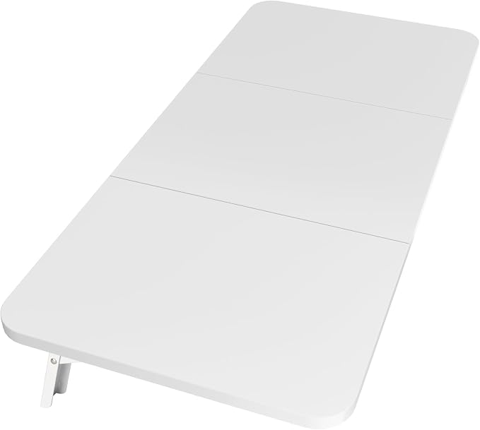 Neoaider Wall Mounted Folding Desk 35.4” x 15.7”, White | Drop Down Table with Metal Collapsible Brackets, Folding Wall Table for Small Spaces, Home, Office, Kitchen, Laundry Room