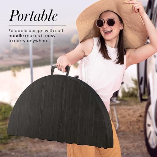 2 PACK of 3.5 Feet Circular Round Foldable Table with Built in Handle & Steel Legs | Heavy Duty Portable | Perfect for Party, Dining, Wedding, Events, Picnic Indoor, Outdoor, Camping Utility