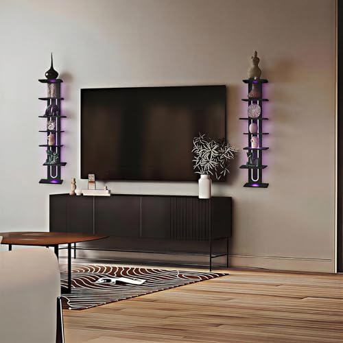 7-Tier Floating Wall Shelves with Lights