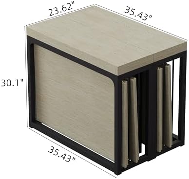 Lasageldar 118" Space Saving Wood Extendable Dining Table for 10