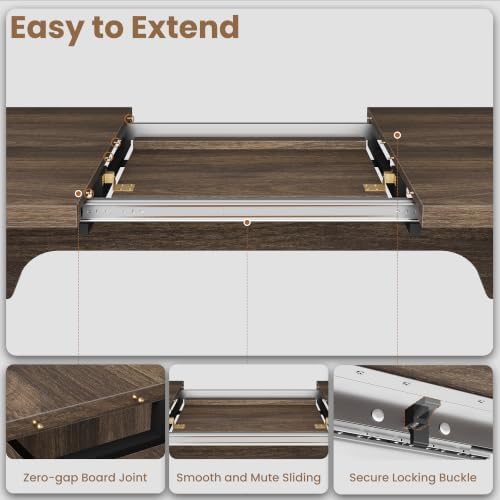 GarveeHome Rectangular 63"-82.7" Extendable Dining Table with Round Corner