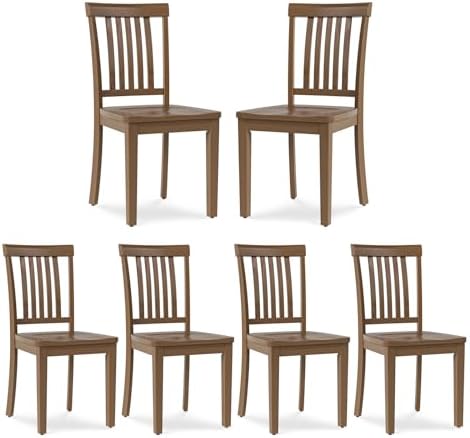 COLAMY Wooden Dining Room Chairs Set of 6, Spindle High Back Windsor Kitchen Side Chair, Farmhouse Dining Chairs for Kitchen, Dining Room, Light Brown