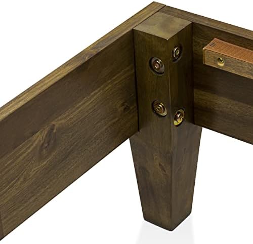 East West Furniture NVP-22-K King Size Platform Bed Frame with 4 Hardwood Legs and 2 Extra Center Legs - Walnut Finish