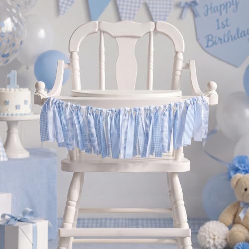 6.67 ft Blue Floral Tassel Garland Farmhouse Hanging Banner for Baby Shower
