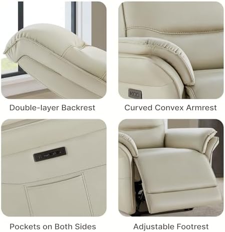 KISLOT Dual Motor Power Recliner Chair,Zero Gravity USB & Type-C, Cream