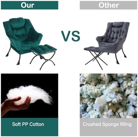 Lazy Chair with Ottoman, Comfy Accent Reading Chair