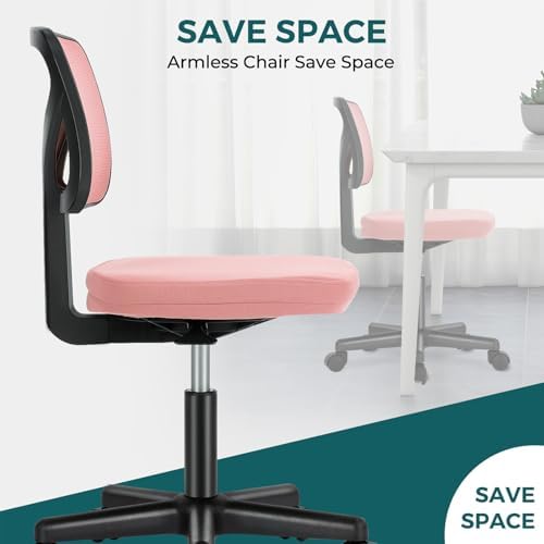 DUMOS Armless Small Desk Chairs, Ergonomic Home Office Mesh Chairs