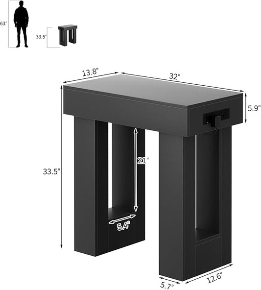 Unikito 32" Entryway Table with Socket and Sensor Light, Narrow Console Table with Storage Behind Couch, Farmhouse Entryway Table for Hallway, Behind the Couch, Living Room