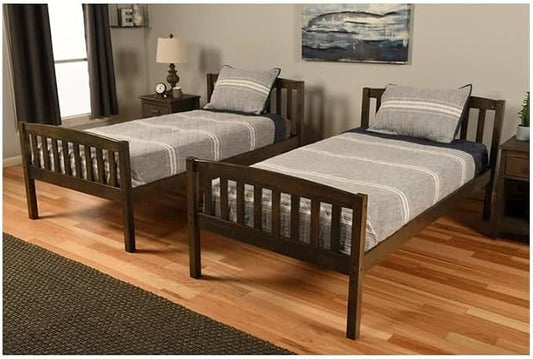 Kodiak Furniture Claire Wood Twin Over Twin Bunk Bed with Tray in Rustic Walnut Brown Finish - Mattresses Not Included