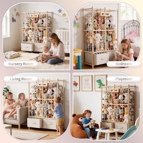 Extra Large Stuffed Animal Storage, Wooden Stuffed Animal Zoo Organizer