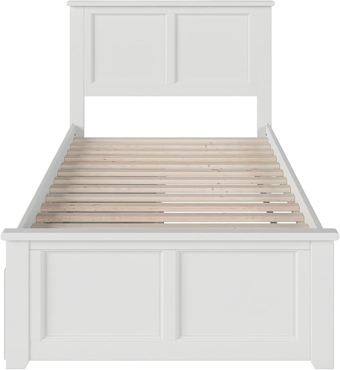AFI, Madison Twin XL Platform Bed with Matching Footboard & Storage Drawers, White