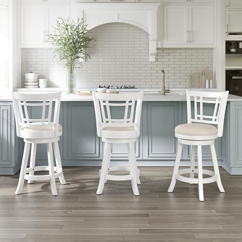 Hillsdale Fairfox 24.5" Wood Swivel Counter Height Stool, White