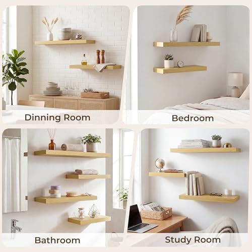 RICHFOCUS Long Floating Shelves for Wall 1Pack, Oak, 40" Lx8 D