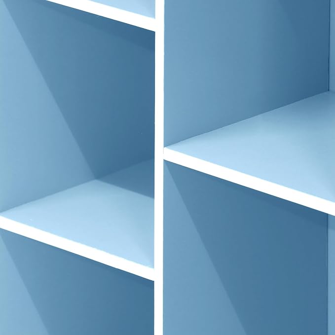 Furinno LUDER Book Shelf, 5-Cube Bookshelf, Reversible Bookcase, 9.4 x 19.5 x 31.5, Easy Assembly, for Living Room, Bedroom, Home Office, White/Light Blue