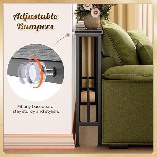 Huuger 141.7 Inch Sofa Table with Power Outlets, Skinny Behind Couch Table