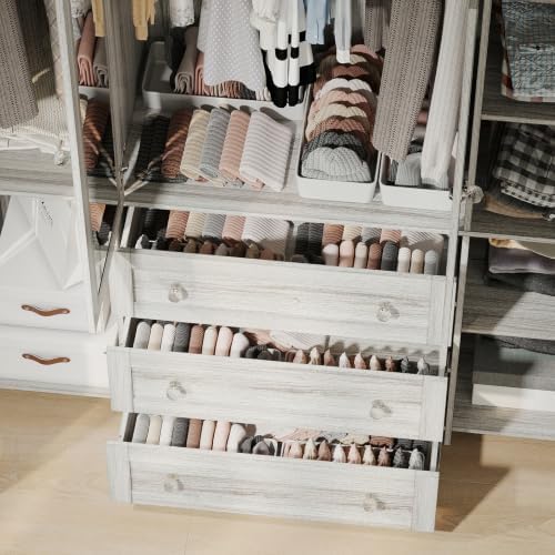 VOWNER 71" Armoire Wardrobe Closet with Drawers and Mirror, 6 Doors