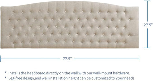 24KF Upholstered Tufted Button Linen Wall Mounted Headboard,Comfortable Fashional Headboard King/CA King Size, 6055-K-Linen