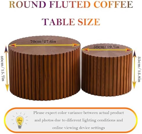 Handcraft Round Nesting Coffee Table (27.6in+19.7in)