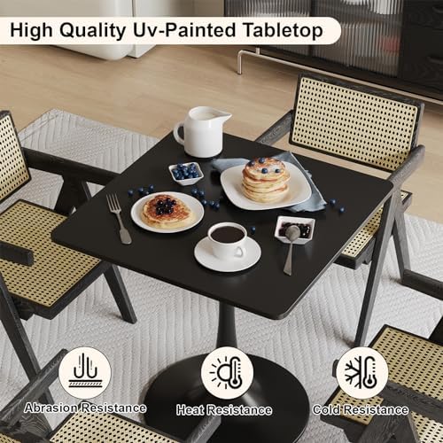 24" Black Tulip Table for Kitchen, Small Square Dining Table for 2 Person