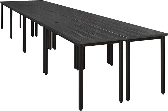 Bonzy Home Conference Tables 16ft Office Computer Desk for Meeting Room Study Writing Printer Table Meeting Seminar Table for 20 People Modern Black 8PCS (188.8"x47.2"x29.5", Black)