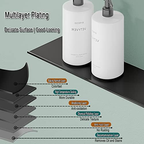 Adhesive Shelves for Wall, Metal Floating Shelf 2 Pack, 15.7x4.9IN