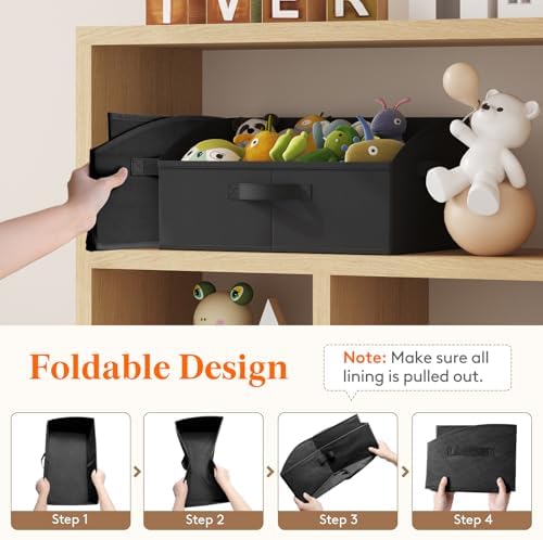 Lifewit Trapezoid Closet Storage Bin for Shelf, 6 Packs 19L, Black