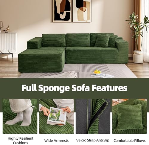 HOMREST 106" Cloud Sectional Boneless Couch, L-Shape Modular Sectional Sofa