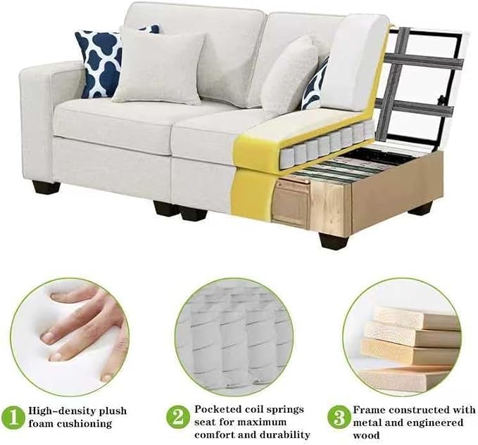 Legend Vansen Oversized Modular Sectional Sofa,U/L‑Shaped Reversible Couch with Ottoman,Deep Seat Plush Polyester Sofa for Living Room,14‑Seater,Cream