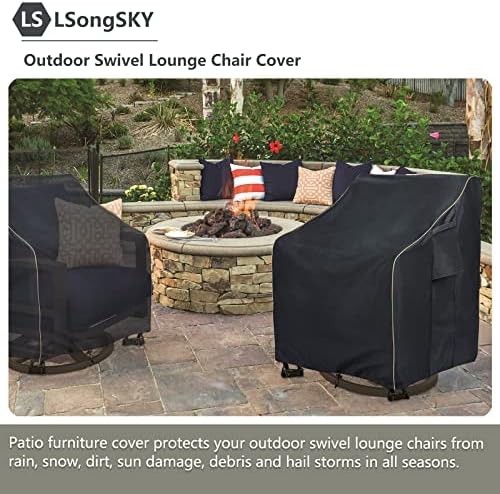 Outdoor Swivel Lounge Chair Cover 2 Pack,Waterproof Heavy Duty Patio Chair Covers,Patio Rocking Chair Covers for Outdoor Furniture,(30 W x 34 D x 38.5 H inches),Black