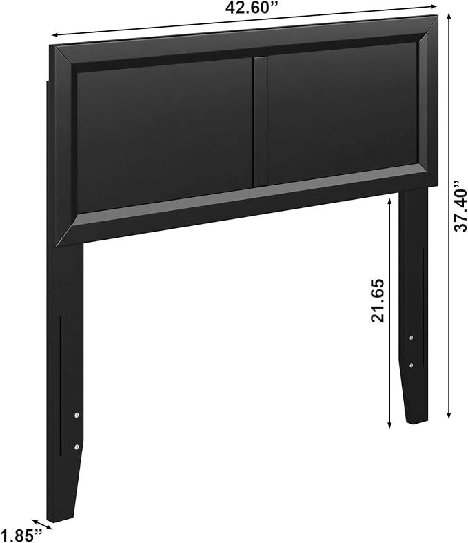 AFI, Sophia Adjustable Modern Twin Wood Headboard, Black