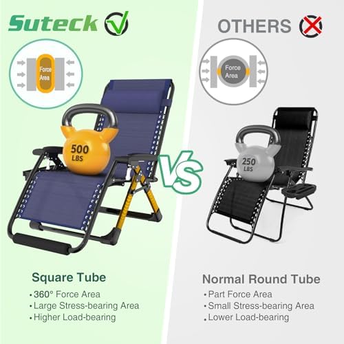Suteck Oversized Zero Gravity Chair, 500LBS 29In XL Outdoor Recliner Chairs