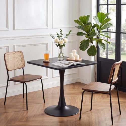 HOOBRO Dining Table, Square Dining Table for 2, 27.6" Dining Room Table for Small Spaces, Tulip Kitchen Table, Anti-Slip Heavy Base, Easy to Assemble, for Living Room, Kitchen, Black BB18CZ01
