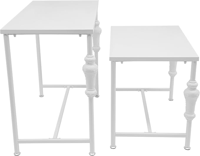 Retail Display Tables White Boutique Nesting Tables | 2 Piece Set, Vintage Display Table, Clothing Shoes Display Shelf, For Retail Stores, Carbon Steel