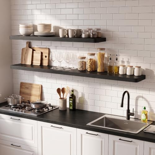 RICHFOCUS 36Inch Floating Shelves for Wall 2Pack, Black, 8" Deep