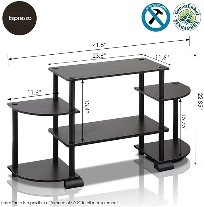 Furinno Turn-N-Tube Rounded Corner TV Entertainment Center, Espresso/Black