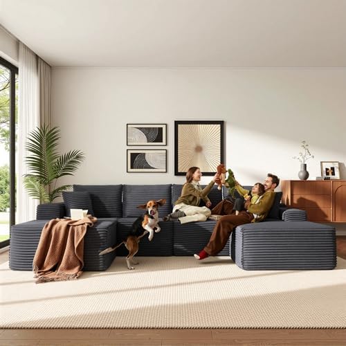 AUGOP Sectional Couches for Living Room Modern Modular Sofa with L-Shape Couchs Upholstered Boneless Couch Deep Seat Sectional Couch with Chaise