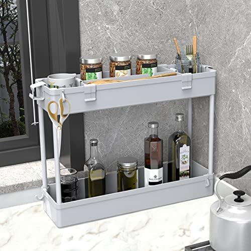 Slim Storage Cart 3 Tier,Bathroom Organizer Rolling Utility,Mobile Shelving Unit Slide Out for Office, Kitchen, Laundry Room & Narrow Places,Gray