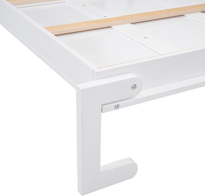 Ball & Cast Queen Size Murphy Bed,Hideaway Beds with Dual Piston Metal Folding Mechanism Designed,Wood Wall Cabinets Bedframe w/Slat Support and Storage Platform Top,Hardware Chain,for Apartment,White