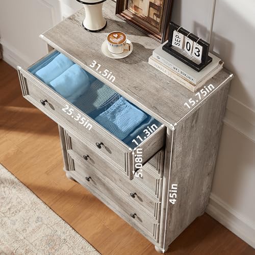 RWYHG Farmhouse 5 Drawer Dresser Set of 2, Chest of Drawers for Bedroom