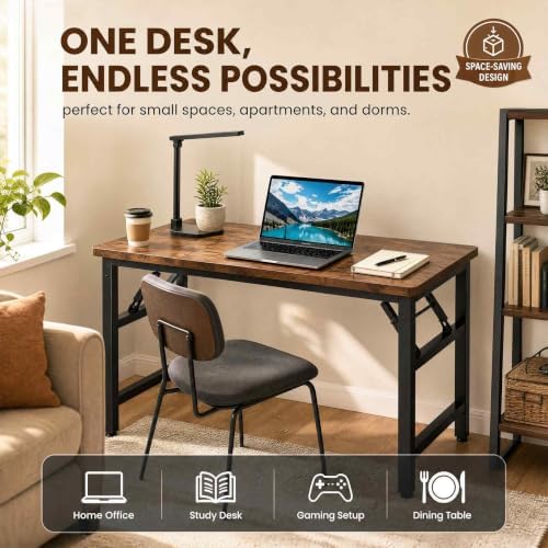 Folding Desk,31.5 Inch No Assembly Folding Computer Desk, Space-Saving Small Desk for Home Office Bedroom Dorm Study, Compact Portable Foldable Laptop Desk