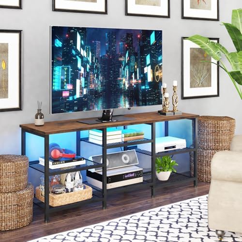 YGEOMER Entertainment Center for TVs Up to 50inch, Rustic Brown