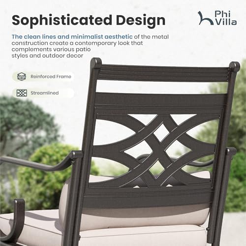 PHI VILLA 7 Piece Patio Dining Set, Rectangular Steel Table