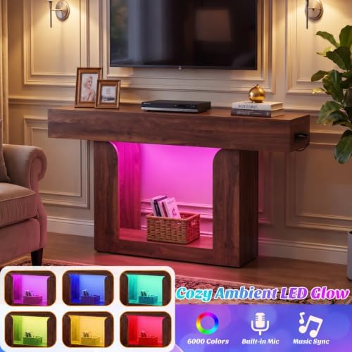 Homieasy Console Table, 47" Entryway Table with Charging Station