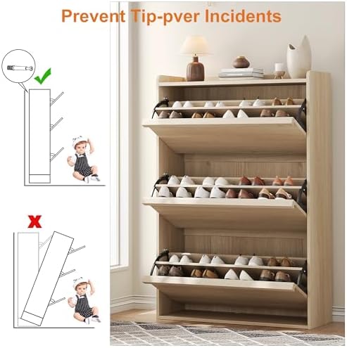 Space-Saving Narrow Shoe Cabinet – Wooden Freestanding Organizer