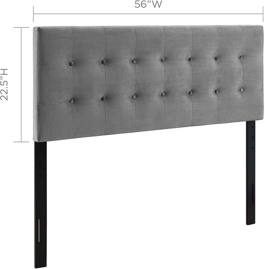 Modway Emily Full Biscuit Tufted Performance Velvet Headboard, Gray