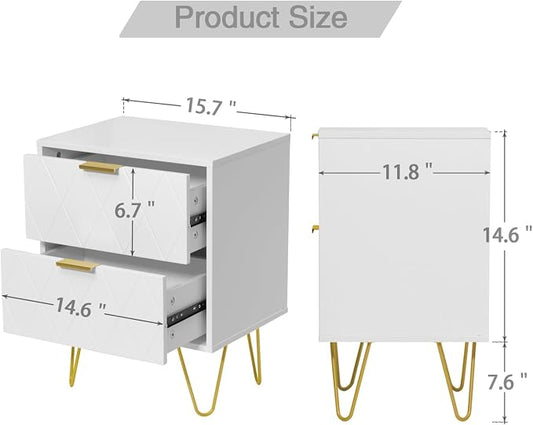 Anbuy Bedroom Sets 3 Pieces White Modern Nightstands and 9 Drawer Dresser Sets Bedside Table Set Bedroom Set 3 Pcs White